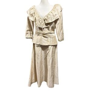 Vintage Watters & Watters Raw Silk Champagne Two Pc Dress Original Tag Size 12
